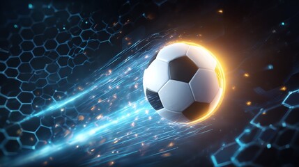 Obraz premium Dynamic soccer ball in motion with energy.