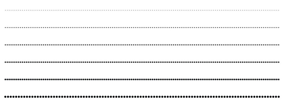 Set of dotted line separators abstract pattern black and white dashed dividers on transparent background vector illustration.