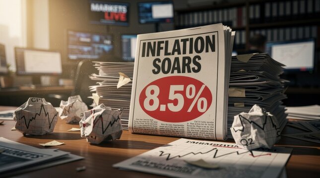 Newspaper Headline: Inflation Soars to 8.5% Amidst Financial News