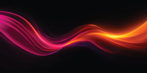 Abstract Glowing Pink and Orange Light Waves on Black Background © Picture Paradise