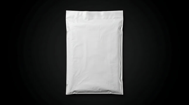 Isolated blank white plastic courier mailer envelope for shipping apparel and clothing packaging delivery logistics supply