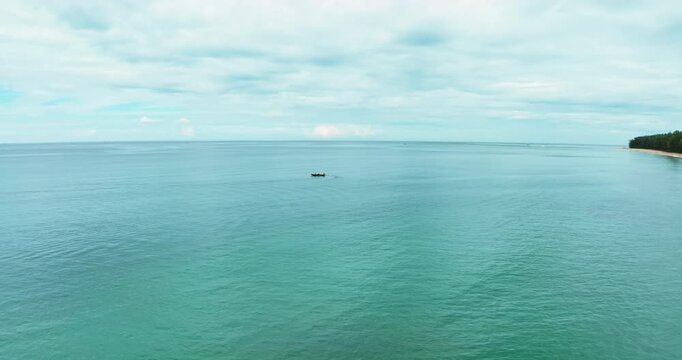 Beautiful Sea in summer season white clouds and blue sky footage from drone