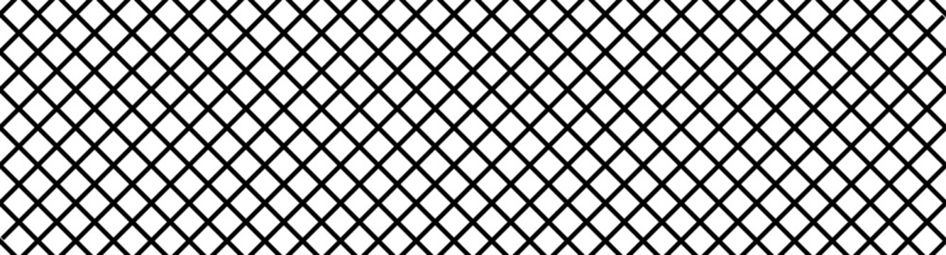 Black metal mesh seamless pattern steel wire chain link fence diamond grid lattice background vector.