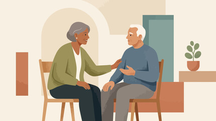 Fototapeta premium Senior Couple Talking Comfortably Together, Support and Companionship in Later Life