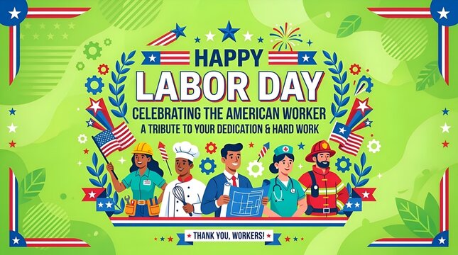 Happy Labor Day American Worker Celebration Banner