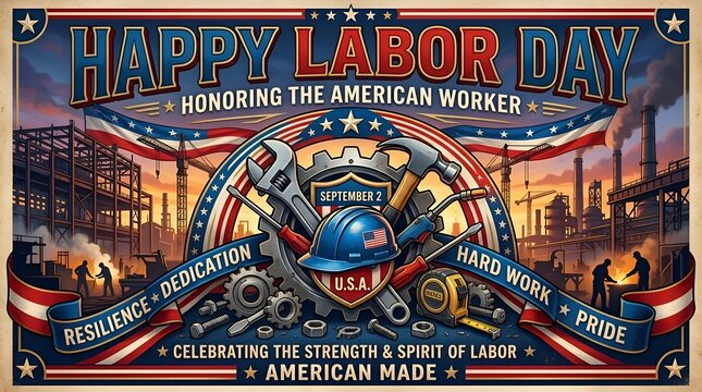 Happy Labor Day American Worker Construction Industry Celebration