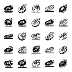 Collection of Meteorite Icons: Space Rocks, Falling Stars, Cosmic Debris © sola