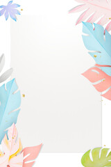 Png transparent frame with pastel leaf border in flat lay style © Rawpixel.com