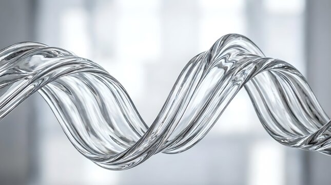 Coiled spring made of clear glass a 3d rendering with a blurred background spiral helical coil transparent texture render digital