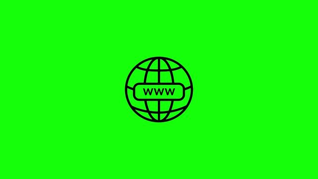 World Wide Web Globe Icon on Vibrant Green Background Minimalist Design