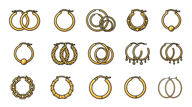 Collection of diverse gold hoop earrings