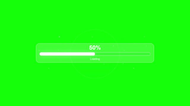 Premium Glass Loading Bar Animation on Green Screen Background