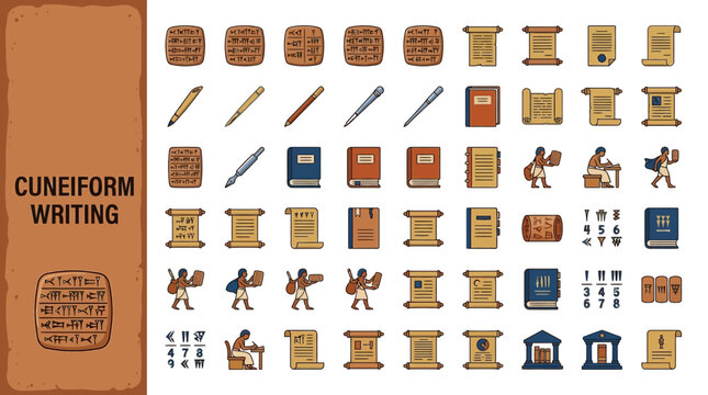 Cuneiform Writing and Ancient Civilizations A Visual Collection of Historical Scripts, Figures, and Structures