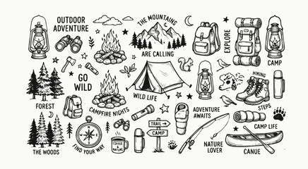 Obraz premium People enjoy outdoor adventure with camping gear and nature