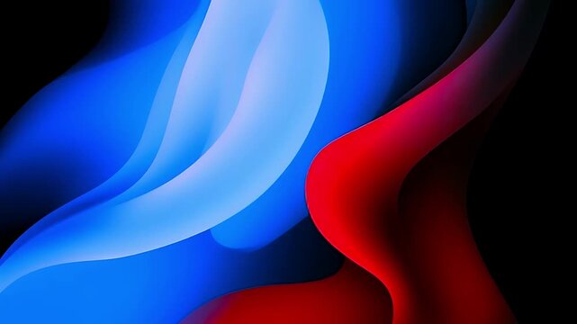 Abstract background with smooth flowing blue and red waves on black.