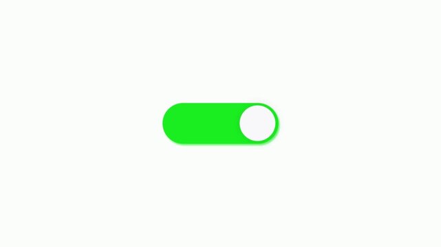 Toggle button switch slider, web and smartphone UI, switch off on button animation. Green Modern Neumorphism style slide button. Minimalist iOS style switch toggle animation on white background