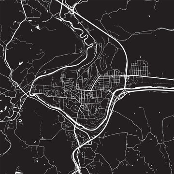 Athens Ohio city map vector illustration. Black and white street map of Athens OH USA