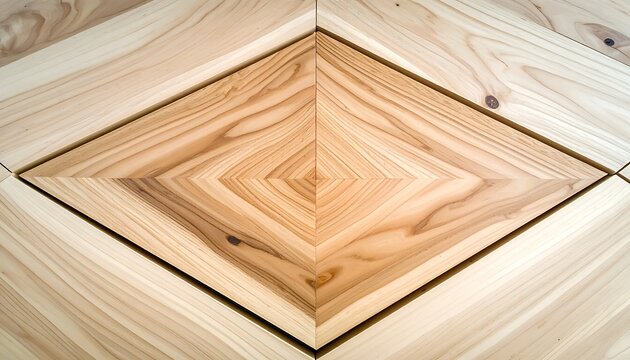 Wooden diamond pattern floor design closeup.