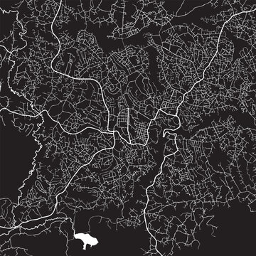 Bamenda Cameroon city map vector illustration. Black and white street map of Bamenda