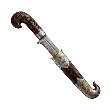 Authentic Acehnese Rencong Traditional Dagger Isolated on White Background