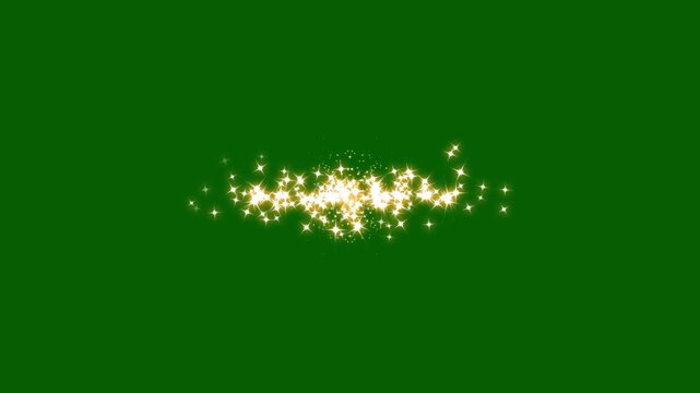 Bright Gold Glitter Particles Forming Cross Curves on Chroma Green Background, Shimmering Magic Dust Particle Collision Overlay Loop for Creative Fantasy VFX Designs, 4K. Video