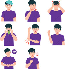 Fototapeta premium Dengue Fever Symptoms Medical Illustration Set