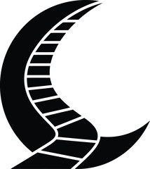 Fototapeta premium Abstract black and white graphic design featuring a curved road or path shape.