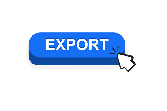 Export button with a mouse cursor clicked on it represents a digital interface command for data processing.