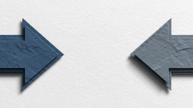 Directional arrows facing each other with stone texture against white background emphasizing exchange or comparison concepts