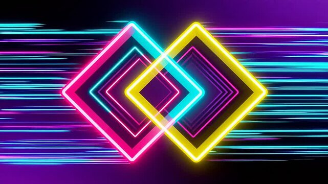 Neon glowing diamond shapes