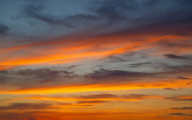 Fototapeta premium Background image of a striking sunset sky on a summer evening.