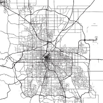 Denver Colorado city map vector illustration. Black and white street map of Denver CO USA