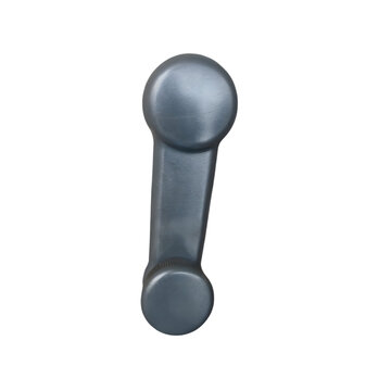 Manual car window crank handle in gray plastic isolated on transparent background