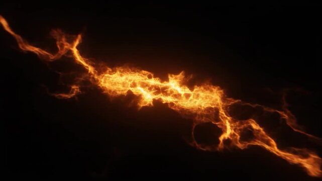 Small bright orange explosion of fire against absolute black background