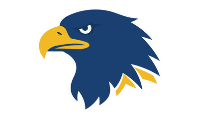 Naklejka premium Bold graphic emblem of a majestic eagle head in profile with clean lines and flat solid colors for a professional sports team mascot design