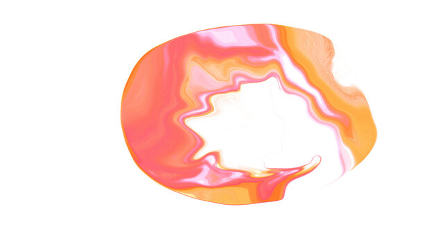 Abstract fluid organic shape with glossy liquid marble swirl texture isolated