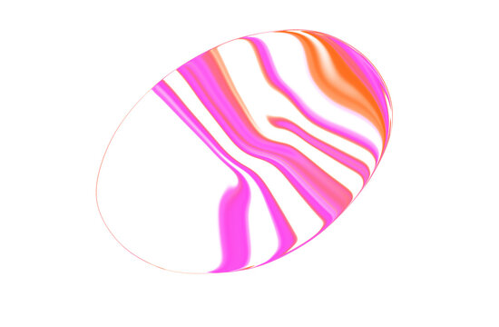 Abstract fluid organic shape with glossy liquid marble swirl texture isolated