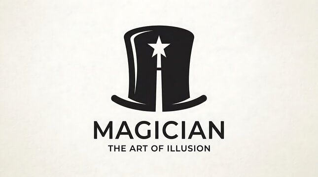Magician hat and wand symbolizing illusion art.