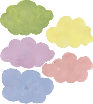 Watercolor Cloud Shapes Elements Set
