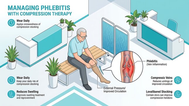 Managing phlebitis with compression therapy guide.