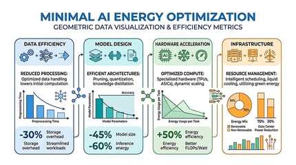 Naklejka premium Minimal AI Energy Optimization Infographic.