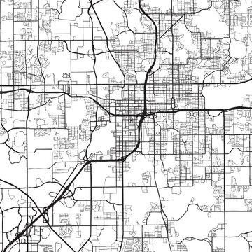 Orlando Florida city map vector illustration. Black and white street map of Orlando FL USA