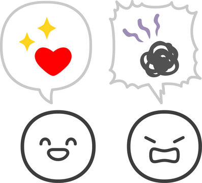 綺麗な言葉と汚い言葉を話す人物の顔アイコン