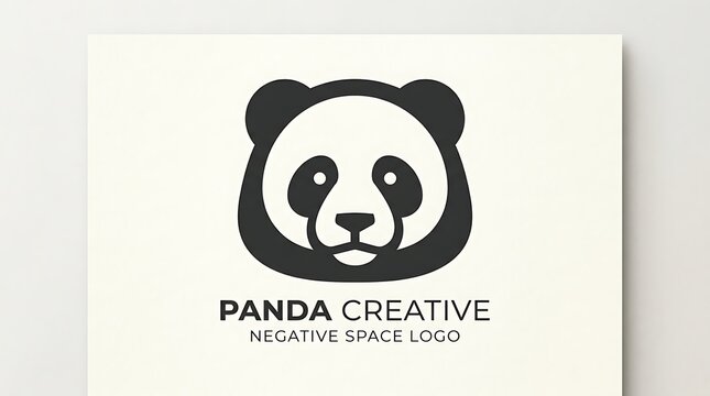 Minimalist panda face logo design.