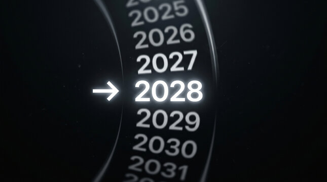 Future Year Selection Wheel with Arrow Pointing to 2028