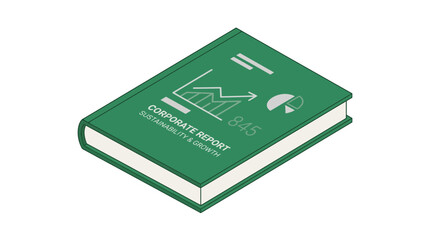 Obraz premium Corporate report book with financial charts isometric illustration.