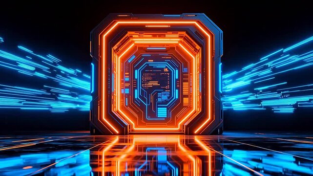 Futuristic glowing neon tunnel