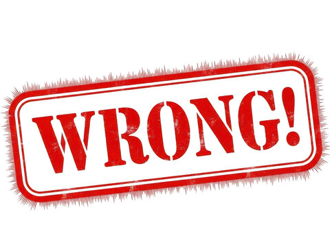 A red stamp with the word wrong on a white background.