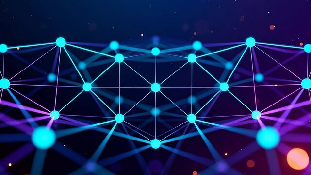 Abstract network of glowing nodes and lines