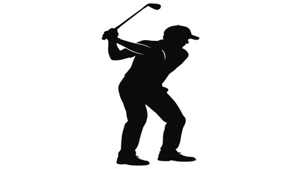 Golfer prepares to swing a club during a professional game to illustrate focus and recreational sport. © Adam